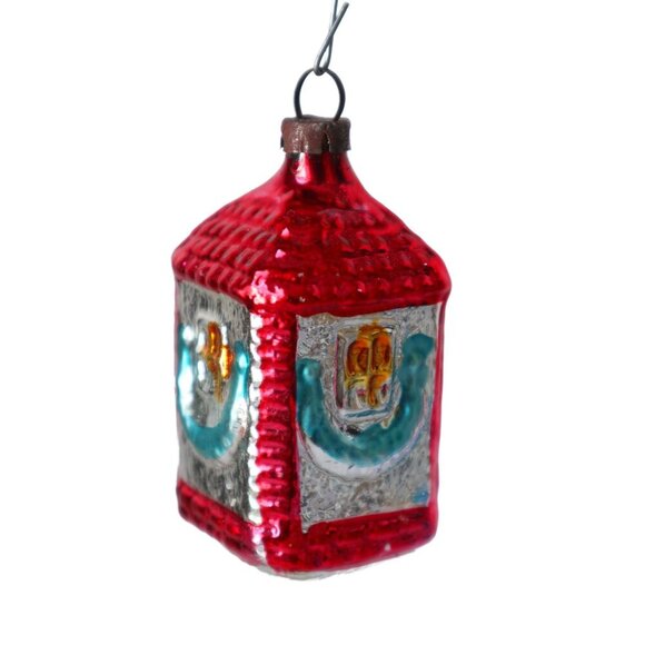 Vintage Mercury Glass House Christmas Tree Ornament 1930s - Picture 1 of 4